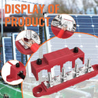Stroomverdeler Set 250A — 4× M8 + 3× M4 Busbar Rood + Zwart (12–48V DC)