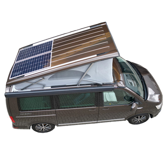 Solar panel set lifting roof camper
